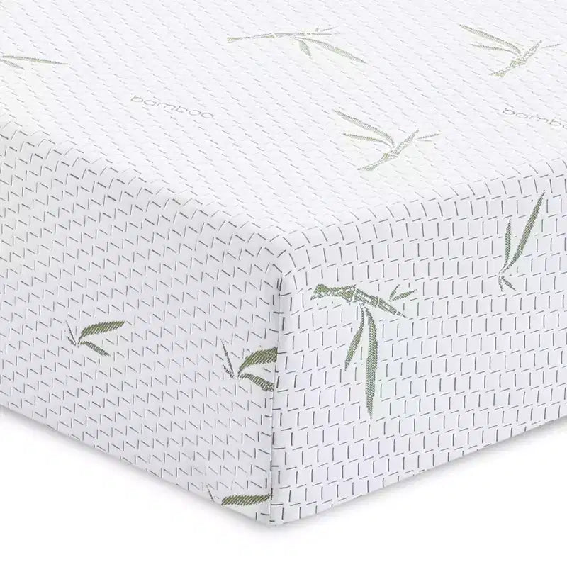 Materasso in Memory Foam a Media Rigidità con Motivo Bambù Bianco Verde – 20 cm/25 cm, Singolo/Matrimoniale/King, 1-2 Posti