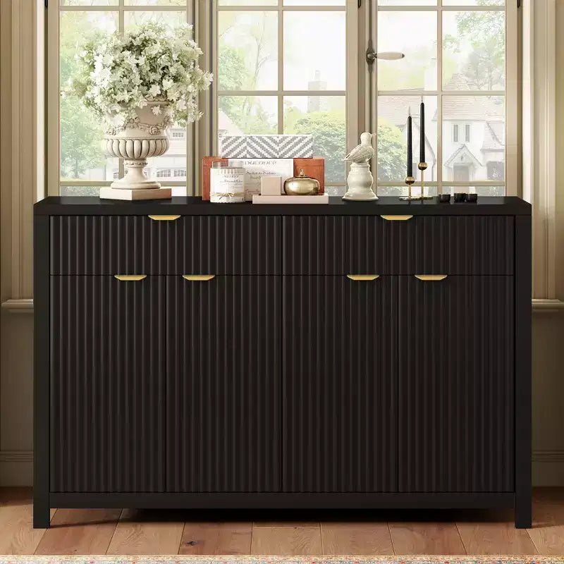 Credenza a 4 ante White Fluted