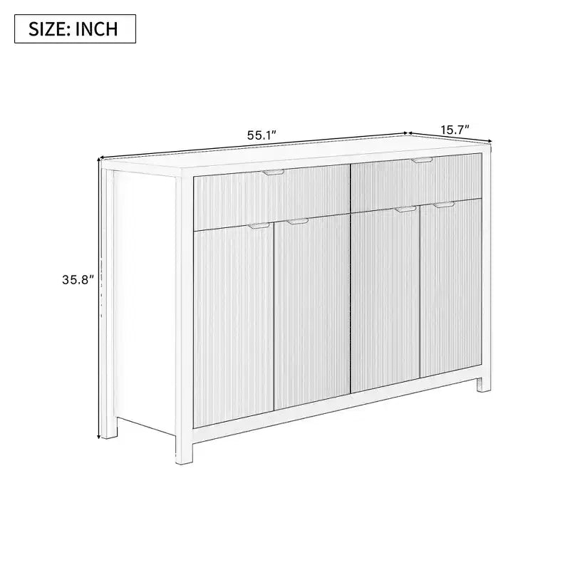 Credenza a 4 ante White Fluted