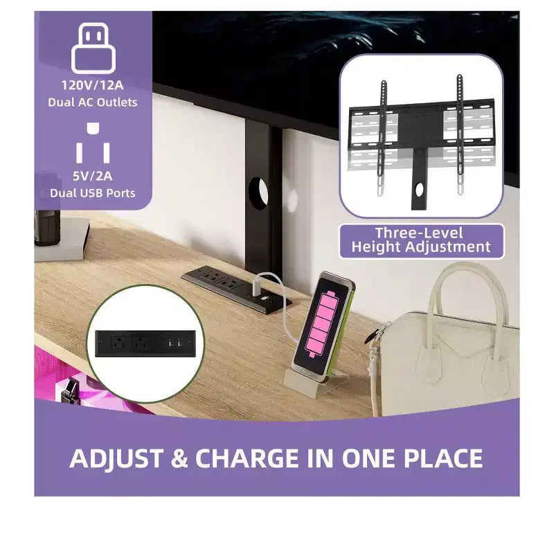 Mobile porta TV scanalato con supporto, rovere naturale / noce, adatto a TV da 32-70"