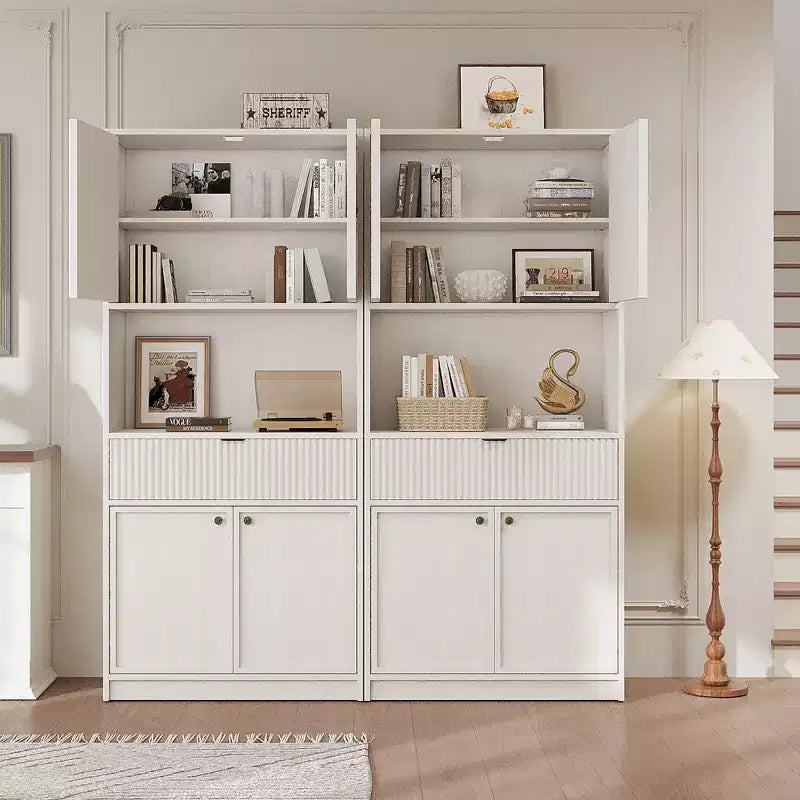 Dispensa da Cucina Alta 178 cm con Ante, Cassetto e Piano d'Appoggio — Nero / Marrone / Grigio / Bianco