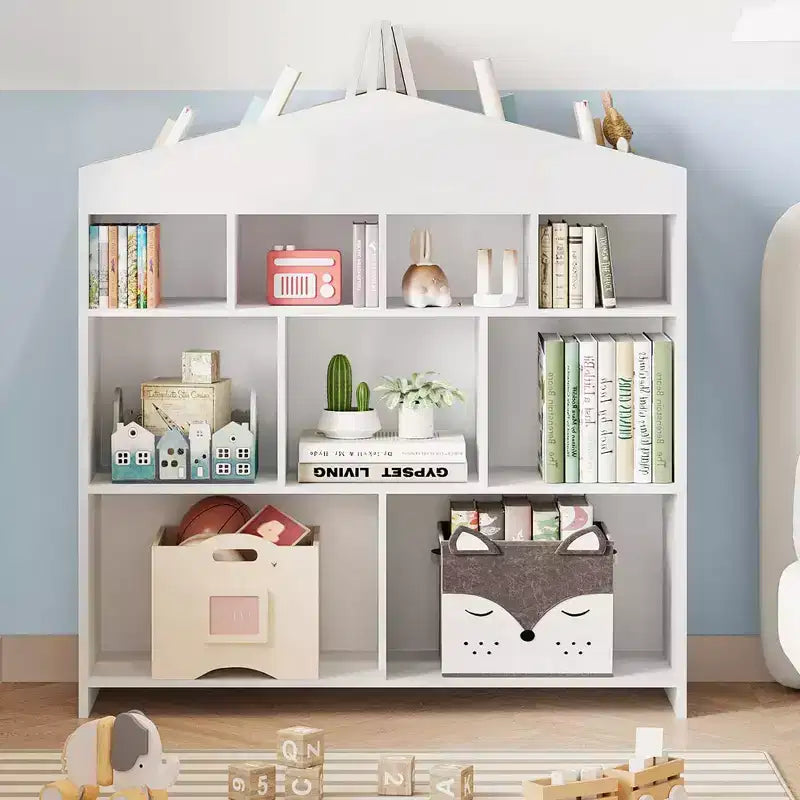 Libreria per bambini a 9 scomparti a forma di Casa Bianca