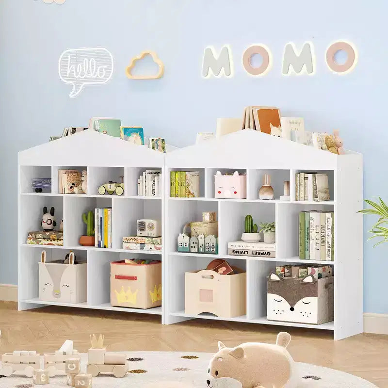 Libreria per bambini a 9 scomparti a forma di Casa Bianca
