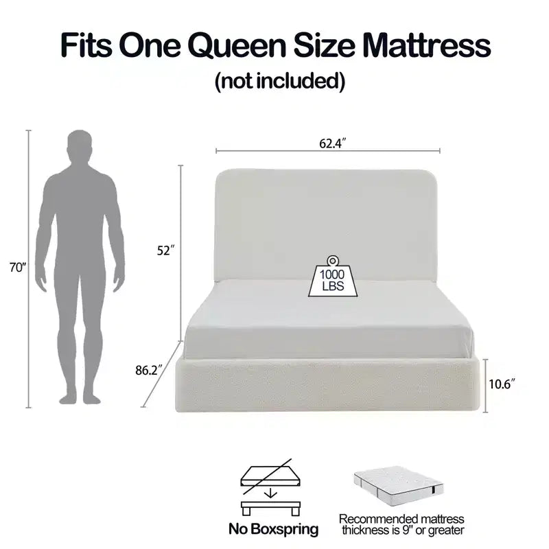 Letto a piattaforma imbottito in ciniglia Pearl con testiera – Queen/King, 2 persone