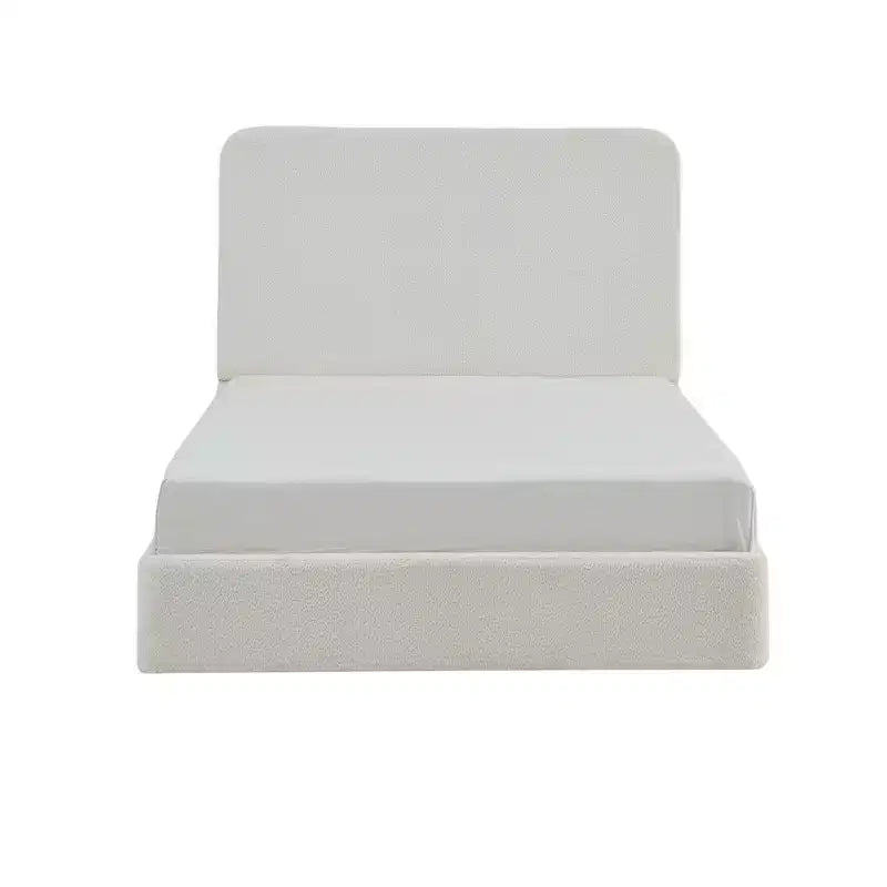 Letto a piattaforma imbottito in ciniglia Pearl con testiera – Queen/King, 2 persone
