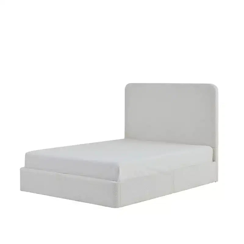 Letto a piattaforma imbottito in ciniglia Pearl con testiera – Queen/King, 2 persone