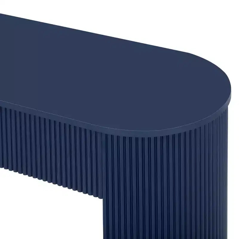 Consolle in legno scanalato moderno con 2 cassetti e piano ovale