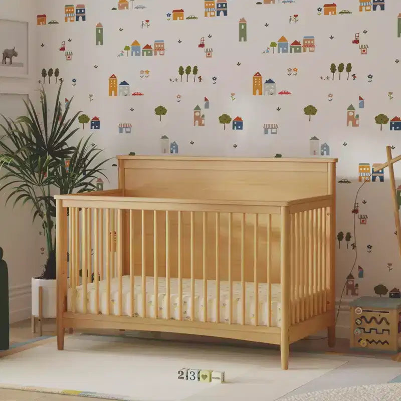 Culla convertibile 4 in 1, verde foresta / miele / noce, uso per 1 persona