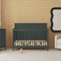 Culla convertibile 4 in 1, verde foresta / miele / noce, uso per 1 persona
