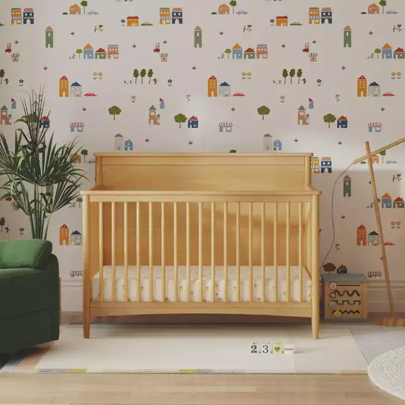 Culla convertibile 4 in 1, verde foresta / miele / noce, uso per 1 persona