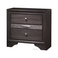 Royal Hampton Nightstand with 2 Drawers and 1 Jewelry Drawer, Gray and Silver