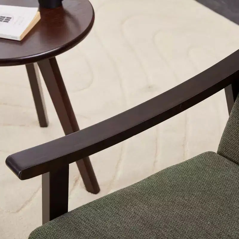 Poltrona imbottita con braccioli in legno curvo, seduta singola — Nero / Verde / Bianco