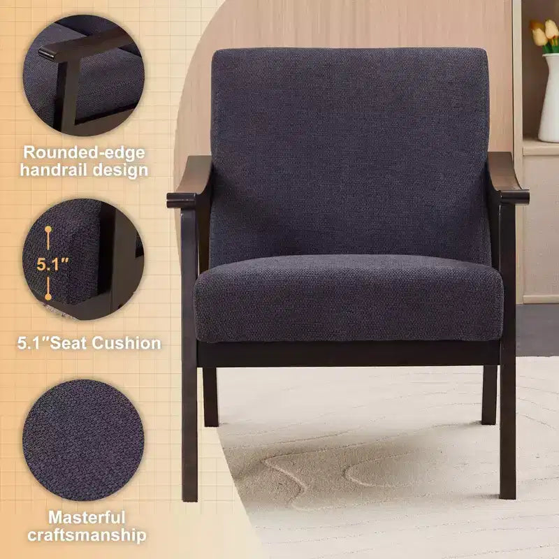 Poltrona imbottita con braccioli in legno curvo, seduta singola — Nero / Verde / Bianco