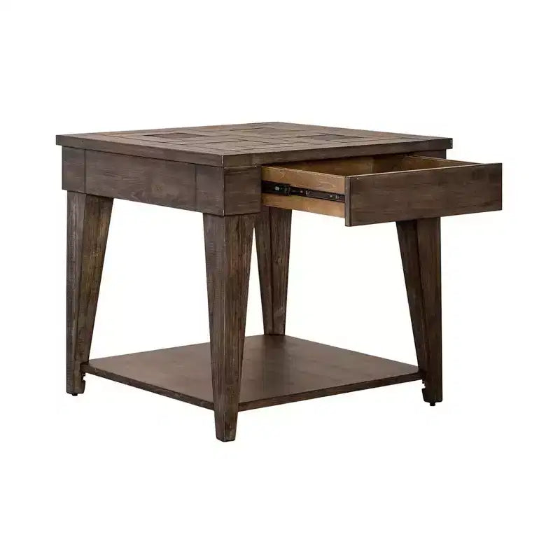 Comodino marrone a 2 cassetti in legno di cedro