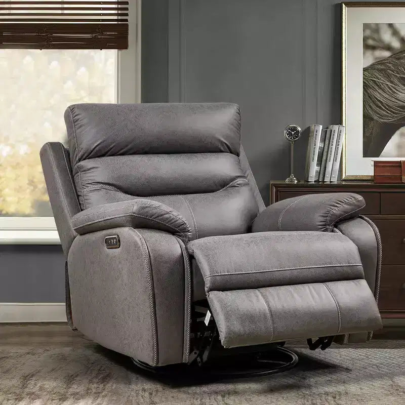 Poltrona reclinabile girevole elettrica grigio scuro, monoposto