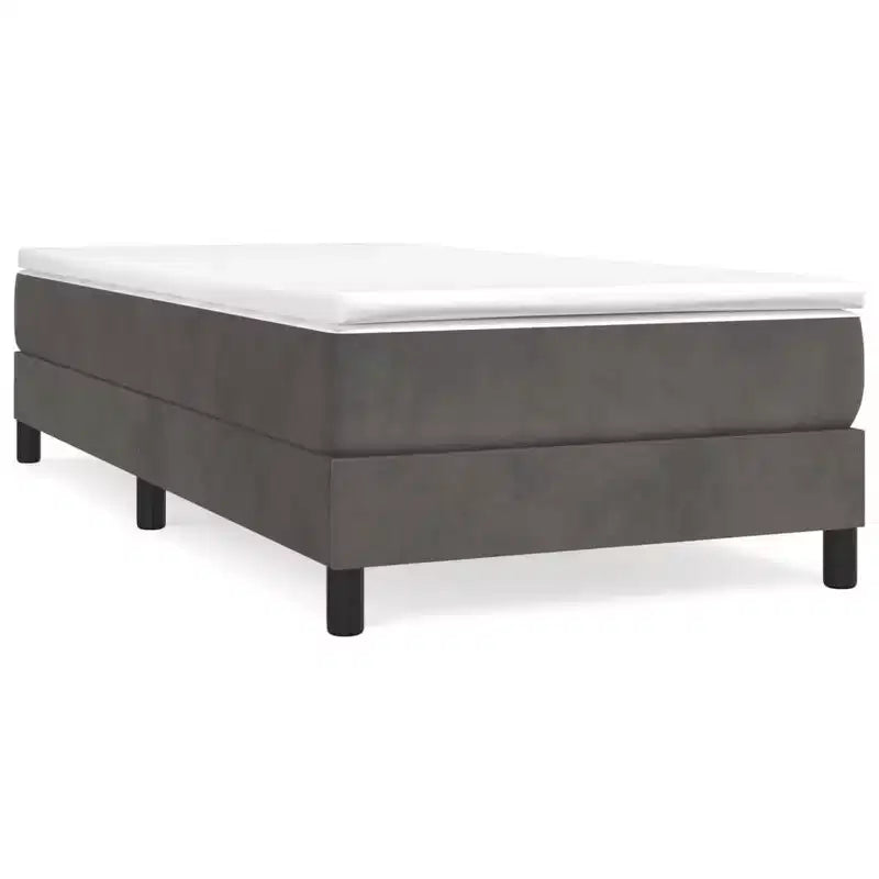 Letto a piattaforma singolo imbottito in velluto grigio scuro, 1 posto letto