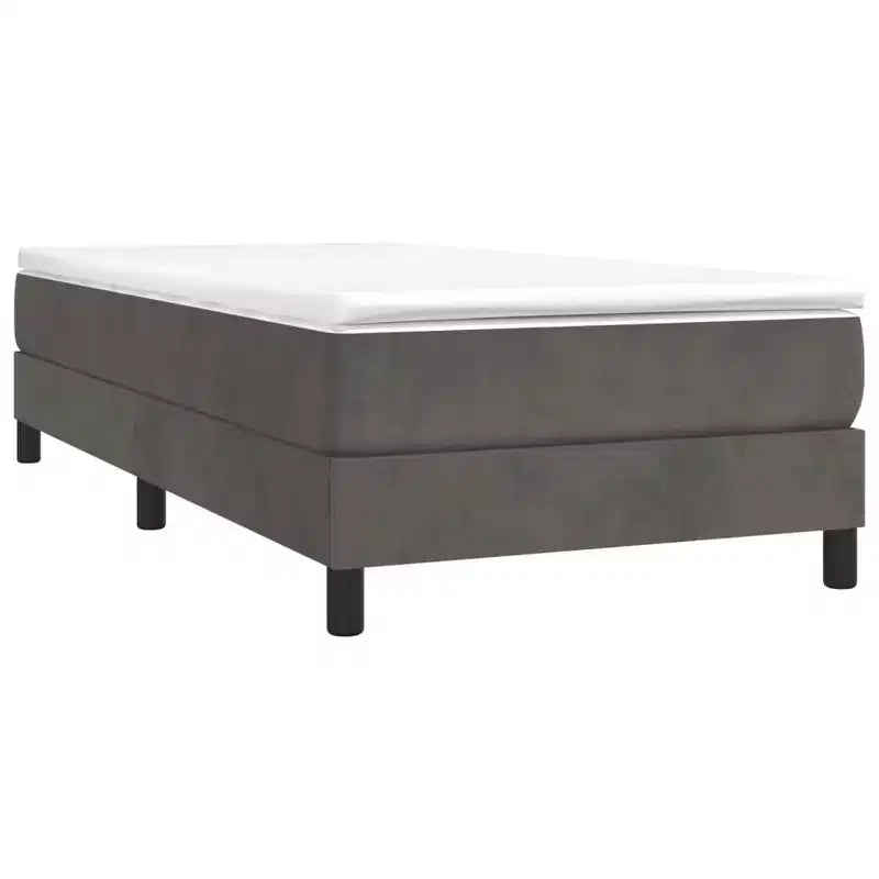 Letto a piattaforma singolo imbottito in velluto grigio scuro, 1 posto letto