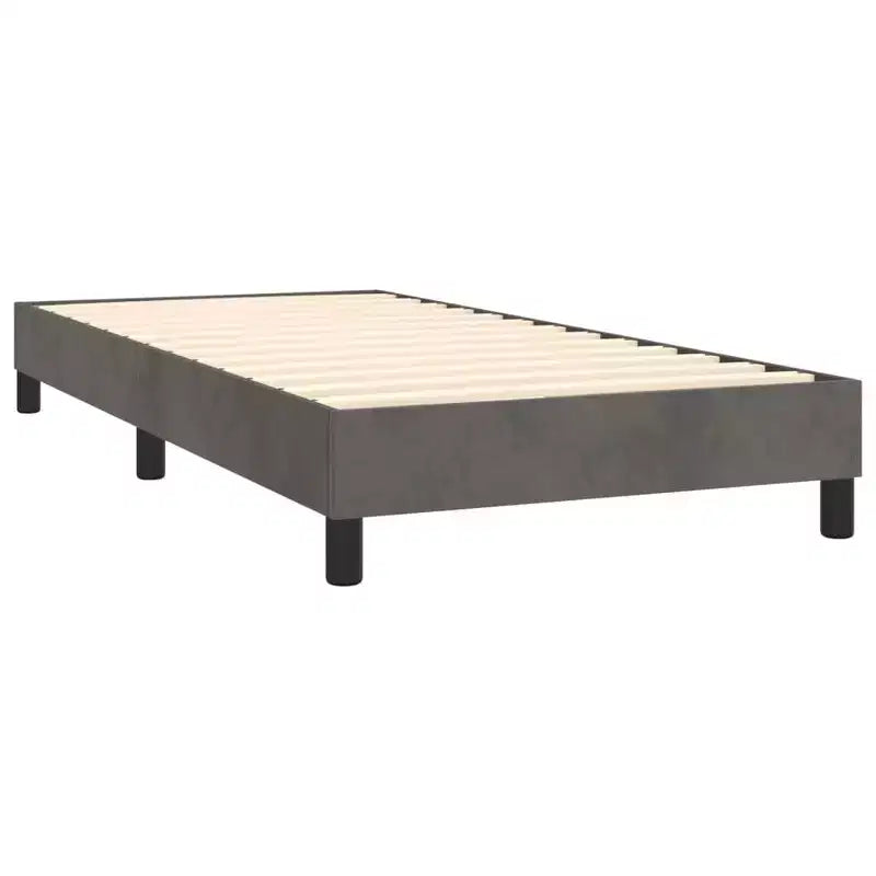 Letto a piattaforma singolo imbottito in velluto grigio scuro, 1 posto letto