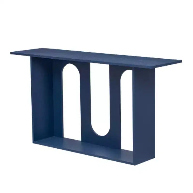 Consolle curvata con ripiano aperto, disponibile nei colori Nero / Blu / Naturale / Bianco, Stile moderno, Montaggio da 1 persona