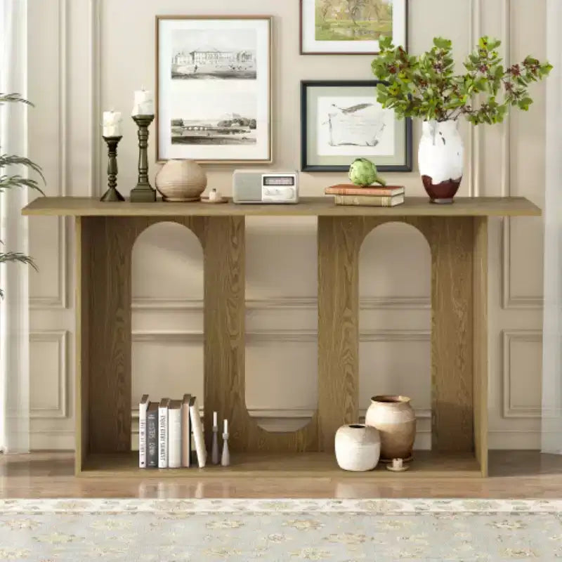 Consolle curvata con ripiano aperto, disponibile nei colori Nero / Blu / Naturale / Bianco, Stile moderno, Montaggio da 1 persona