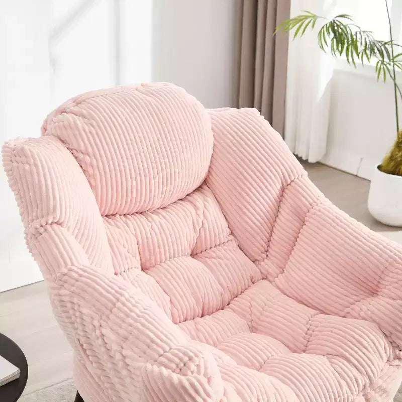 Poltrona Sdraio in Flanella Grigia/Blu Navy/Bianco Sporco/Rosa/Bianca con Pouf, 1 Persona