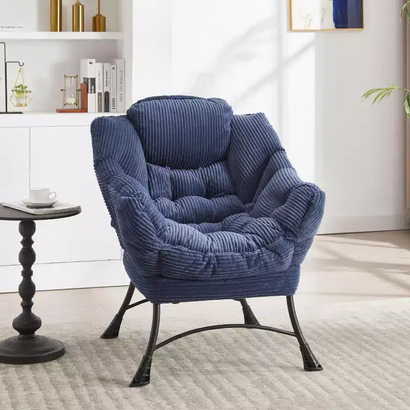 Poltrona Sdraio in Flanella Grigia/Blu Navy/Bianco Sporco/Rosa/Bianca con Pouf, 1 Persona