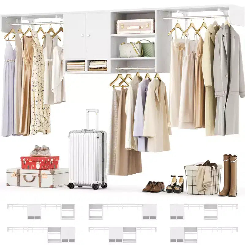 Mensole porta lavatrice e asciugatrice con barra appendiabiti – Rovere Beige / Bianco, Armadietto reversibile, Singola unità