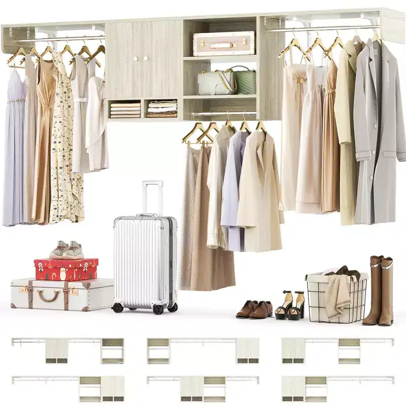 Mensole porta lavatrice e asciugatrice con barra appendiabiti – Rovere Beige / Bianco, Armadietto reversibile, Singola unità