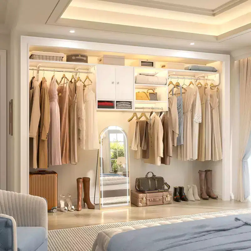 Mensole porta lavatrice e asciugatrice con barra appendiabiti – Rovere Beige / Bianco, Armadietto reversibile, Singola unità