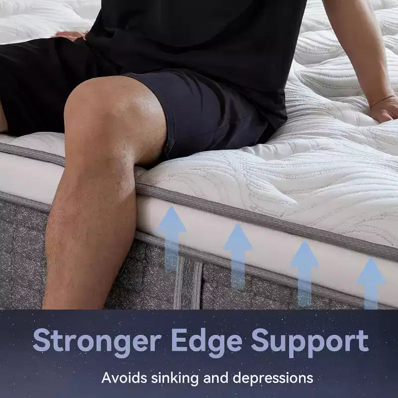 Materasso ibrido grigio medio-rigido, in memory foam e molle insacchettate da 30 cm, 1 persona (matrimoniale alla francese/matrimoniale standard/king size)