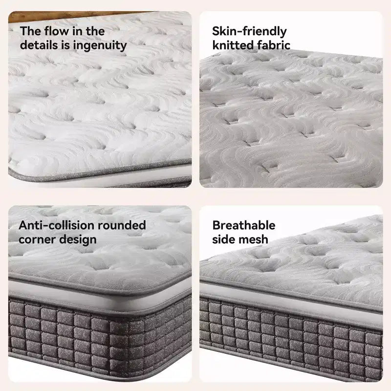 Materasso ibrido grigio medio-rigido, in memory foam e molle insacchettate da 30 cm, 1 persona (matrimoniale alla francese/matrimoniale standard/king size)