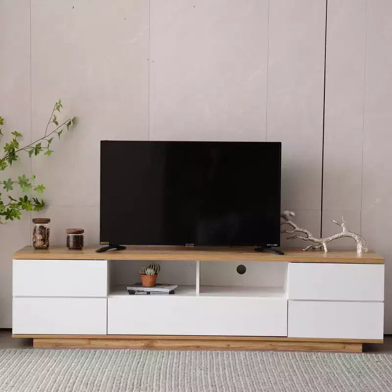 Mobile Porta TV da Fattoria per TV fino a 80", in Legno, con Ante Contenitore