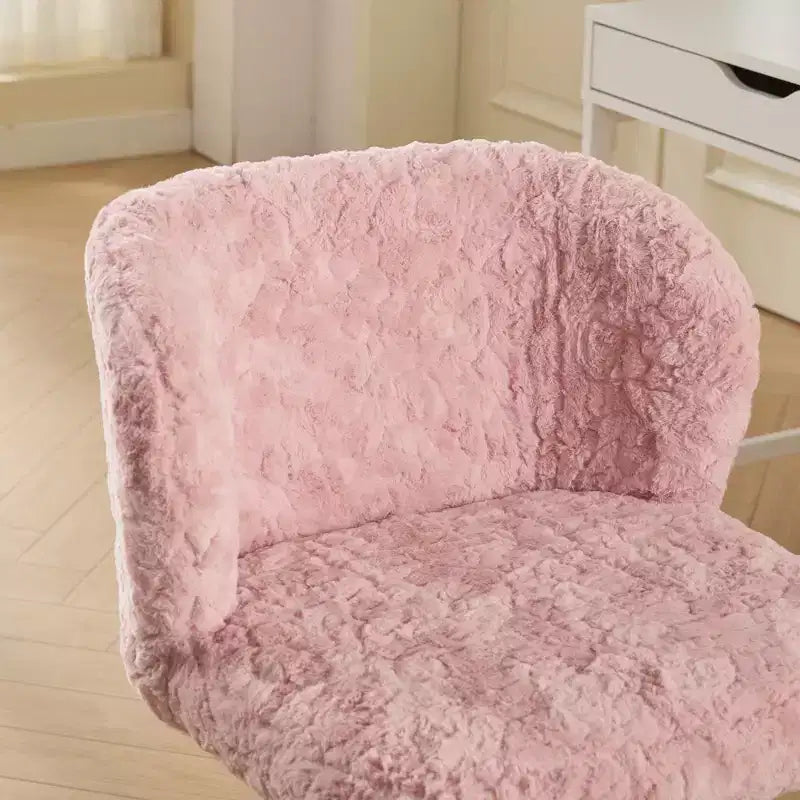 Sedia Girevole da Scrivania in Ecopelliccia per Ragazzi e Adulti, Altezza Regolabile, Avorio/Rosa/Viola, 1 Posto