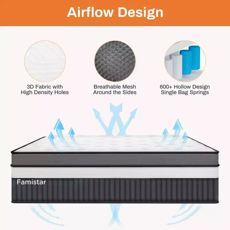 Materasso in memory foam bianco medio rigido, 14 pollici, queen, per 2