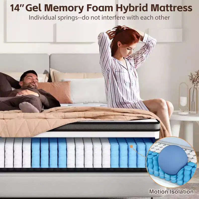 Materasso in memory foam bianco medio rigido, 14 pollici, queen, per 2