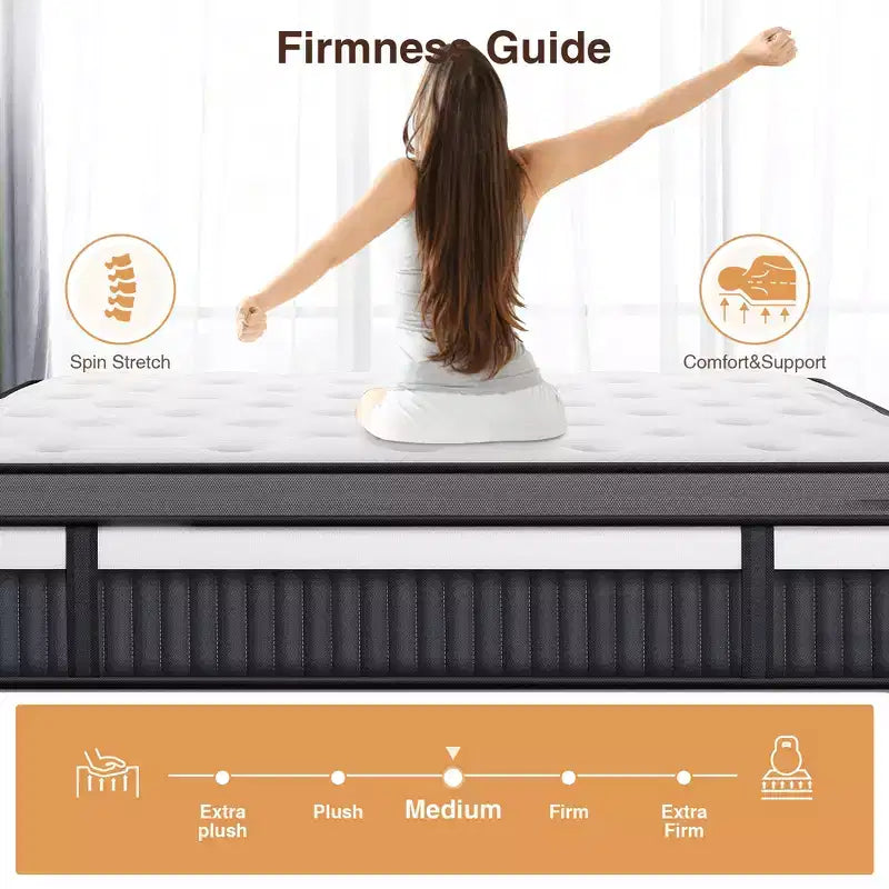 Materasso in memory foam bianco medio rigido, 14 pollici, queen, per 2