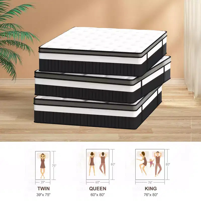 Materasso in memory foam bianco medio rigido, 14 pollici, queen, per 2