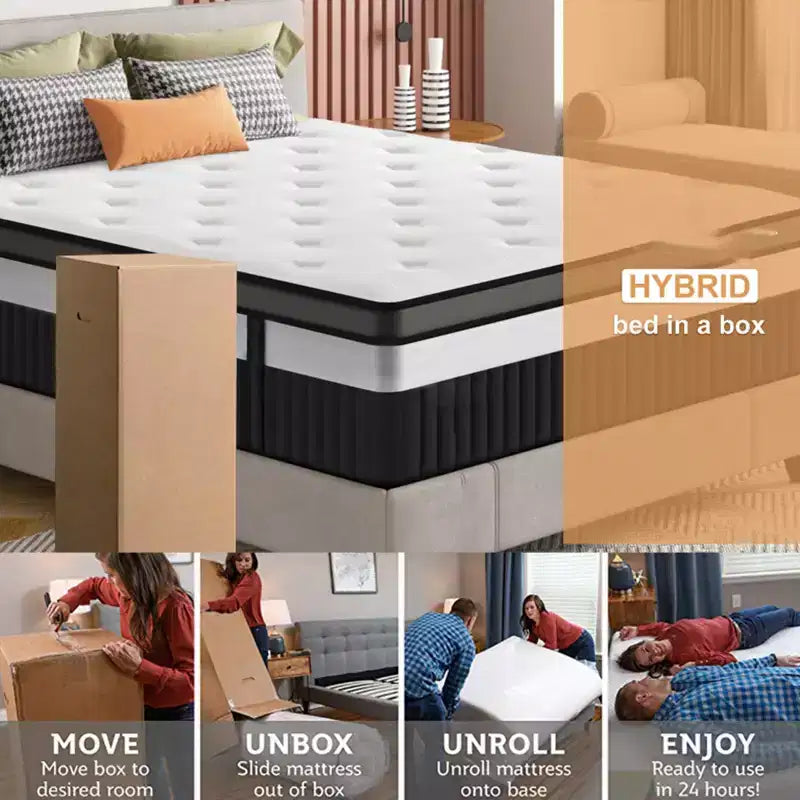 Materasso in memory foam bianco medio rigido, 14 pollici, queen, per 2