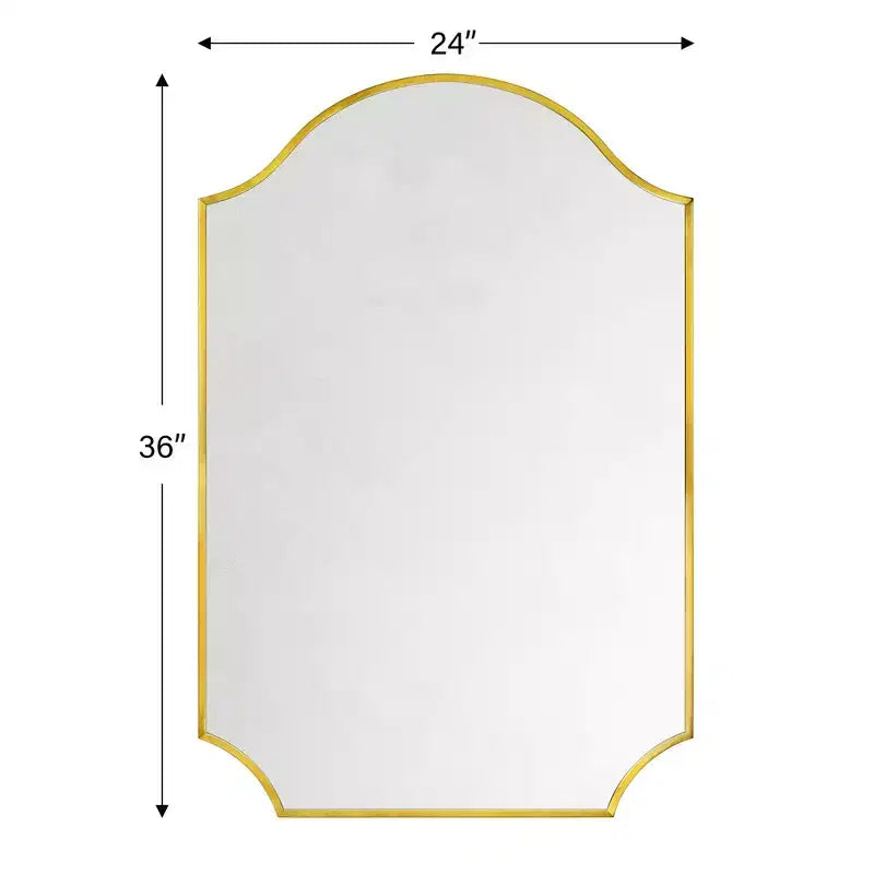 Specchio da parete smerlato ad arco in oro spazzolato, 24x36, singolo