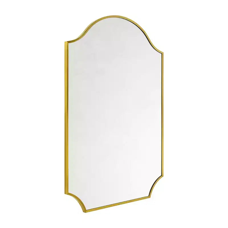 Specchio da parete smerlato ad arco in oro spazzolato, 24x36, singolo