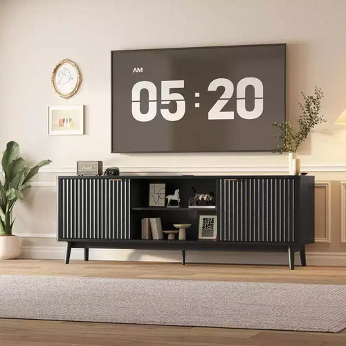 Mobile TV da 63'' con ripiano regolabile, nero/noce – Adatto a TV fino a 65''