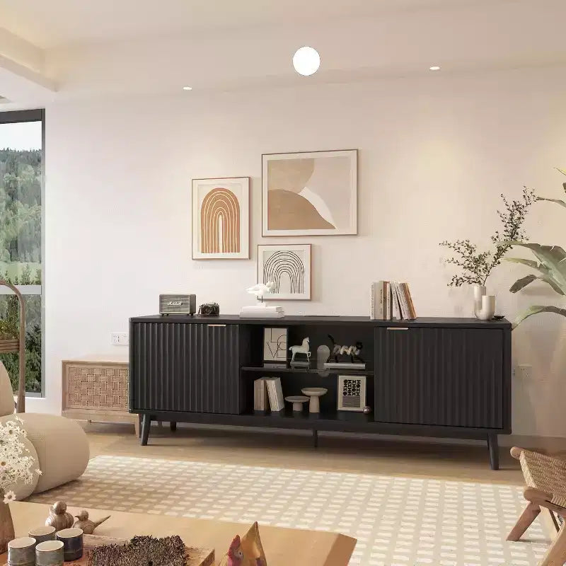 Mobile TV da 63'' con ripiano regolabile, nero/noce – Adatto a TV fino a 65''