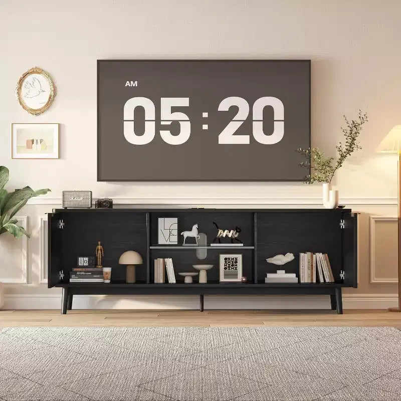 63'' TV Stand, Entertainment Center with Adjustable Shelf, TV Console Modern Media Console for Living Room, Office