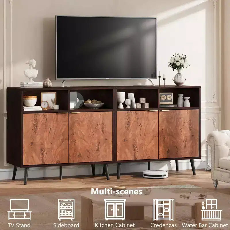 Credenza Mid-Century in Noce con 2 Ante e 2 Ripiani