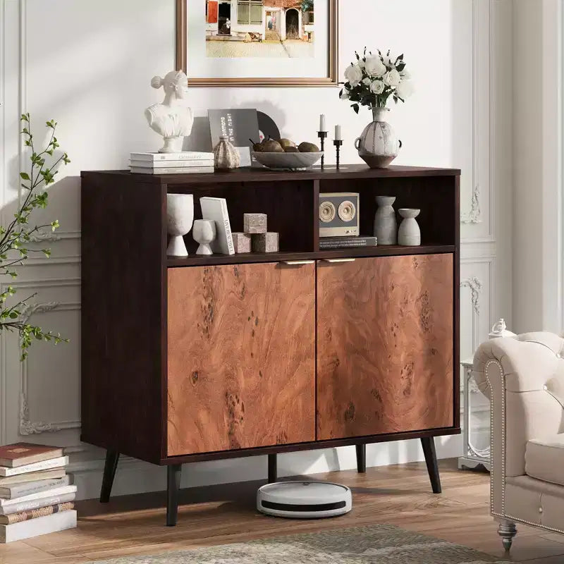 Credenza Mid-Century in Noce con 2 Ante e 2 Ripiani