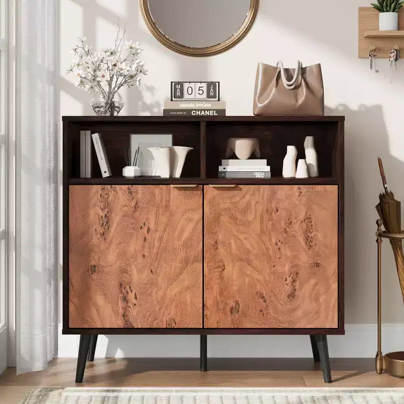 Credenza Mid-Century in Noce con 2 Ante e 2 Ripiani