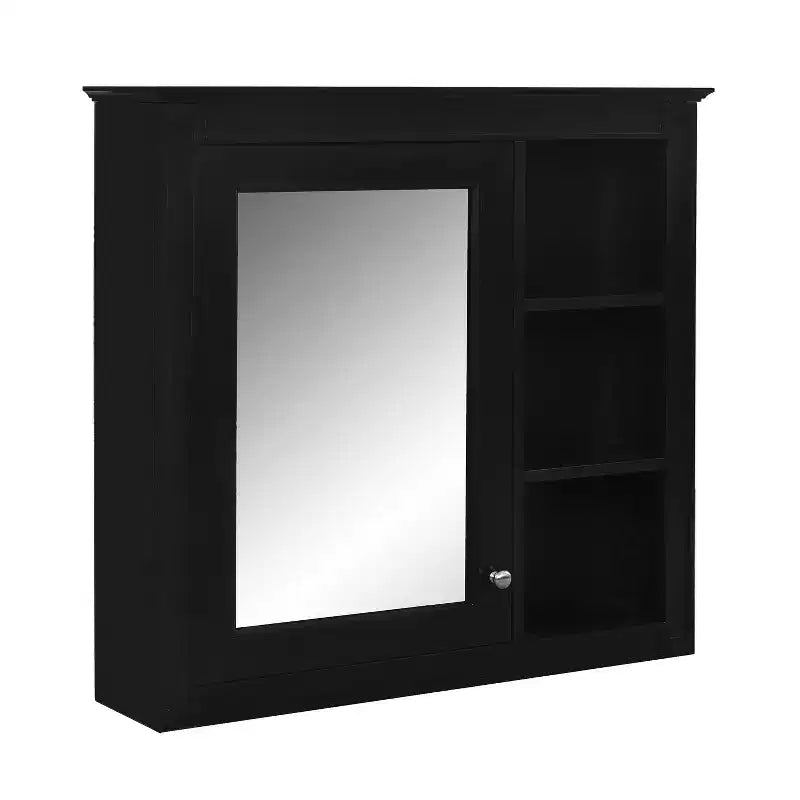 Pensile da bagno bianco con specchio e 3 ripiani aperti