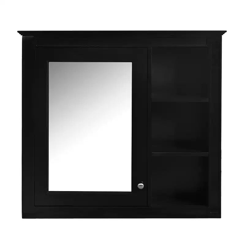 Pensile da bagno bianco con specchio e 3 ripiani aperti