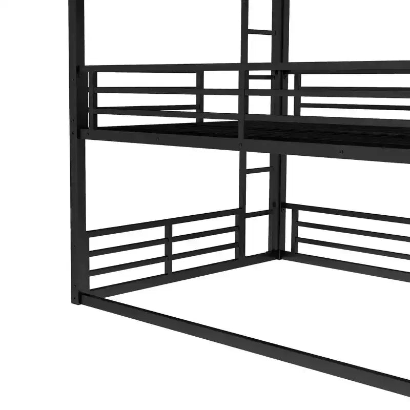Letto a castello triplo in metallo nero, Queen/Full XL/Queen, 3 posti letto