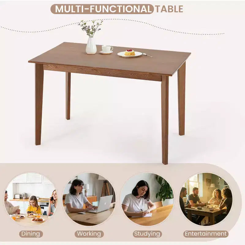 Tavolo da pranzo rettangolare in legno marrone, 4 posti, 119 cm